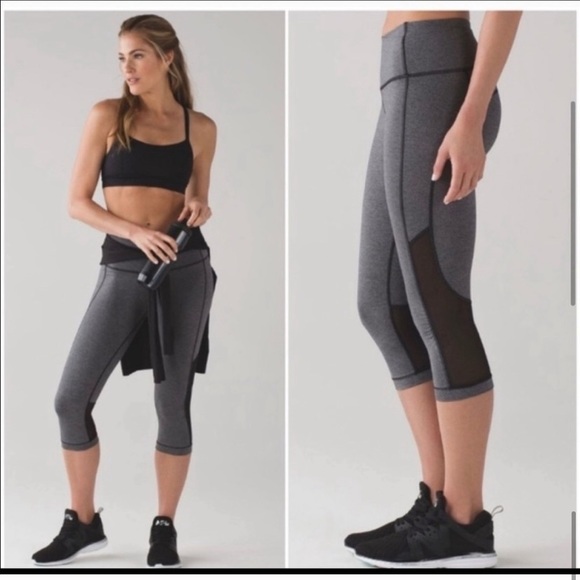 lululemon athletica Pants - LULULEMON • Gear Up Mesh Cropped Grey Yoga Legging